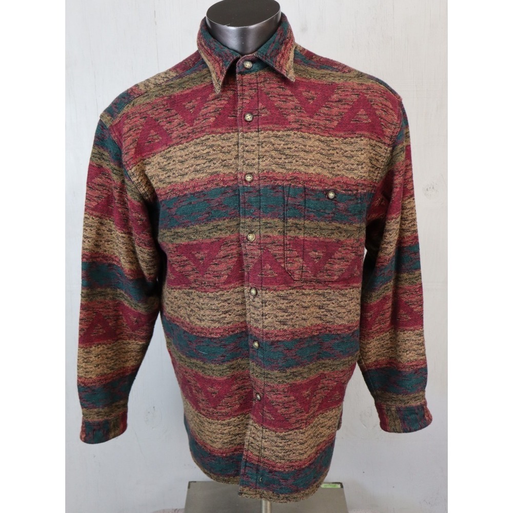 Mens The Territory Ahead Long Sleeve Button Front Shirt Size L Native Aztec Y2K